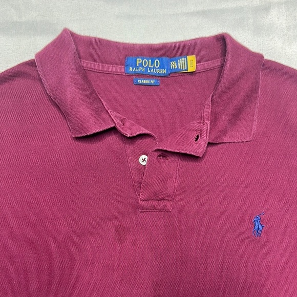 Polo by Ralph Lauren Men's Maroon Long Sleeve Polo - Picture 3 of 7